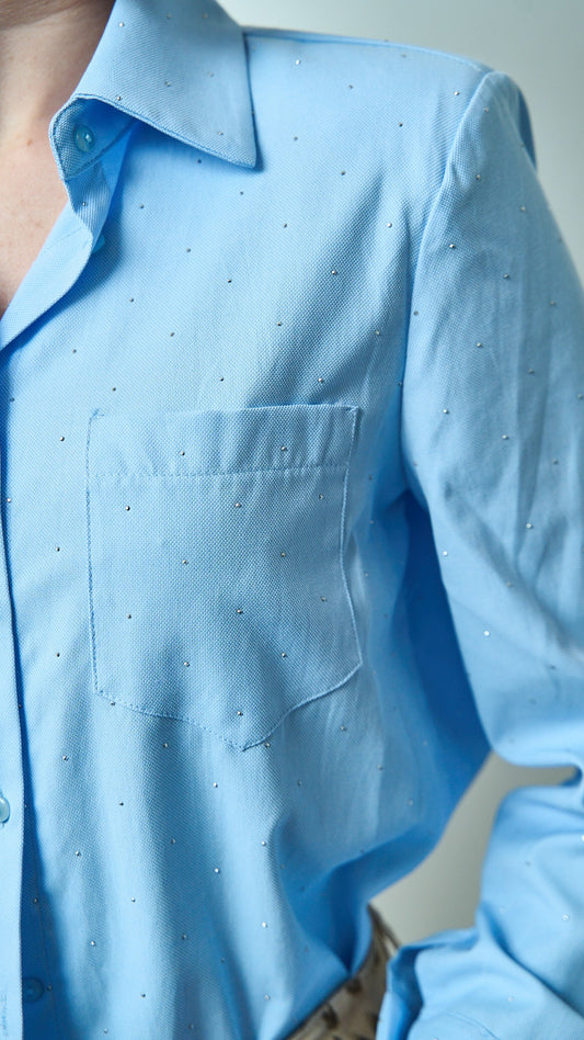 King Kong - Camicia slim con spalline imbottite e strass - ART.SP8SB25