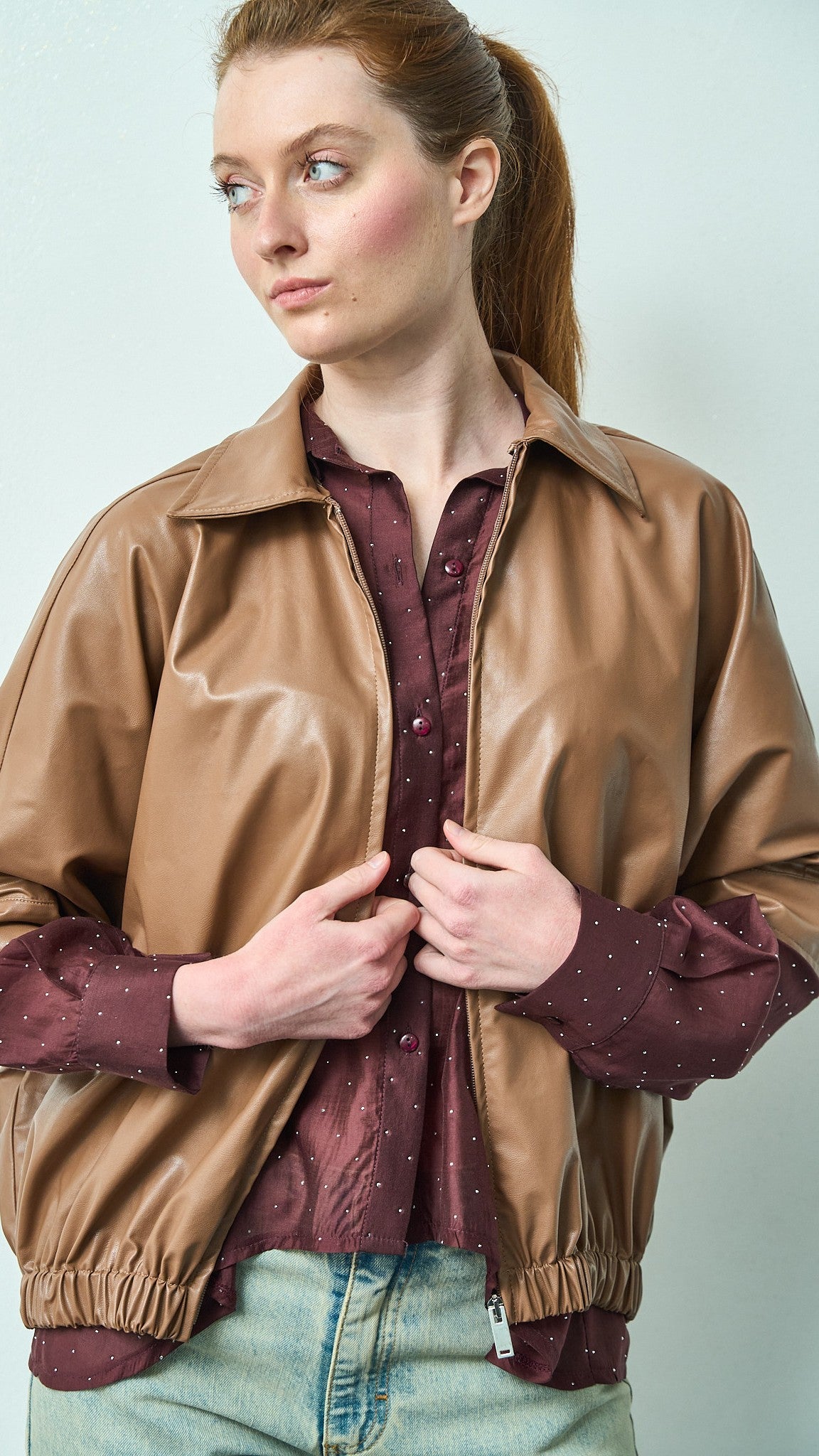 Kontatto - Bomber in ecopelle manica corta - ART.MA6005C