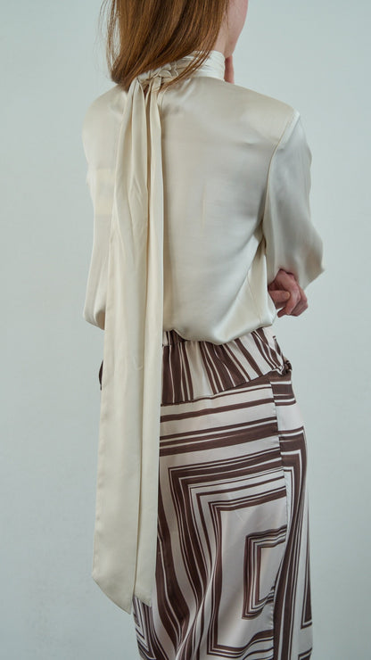 Tensione in - Camicia collo alto in viscosa con foulard - ART.C30087ATAI25 Panna