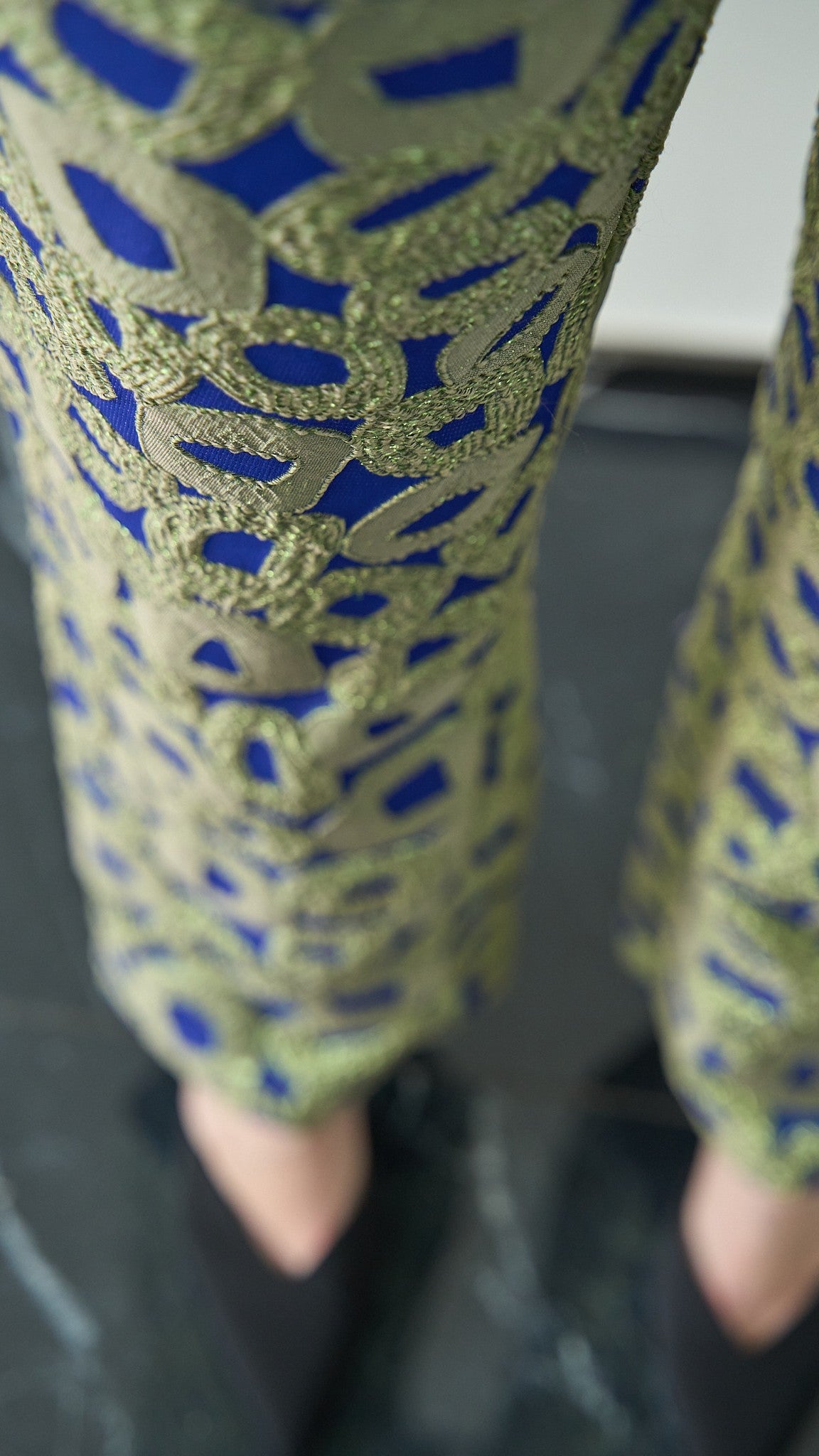 Via Roma - Pantalone in seta, sartoriale e pezzo unico Blu - Verde
