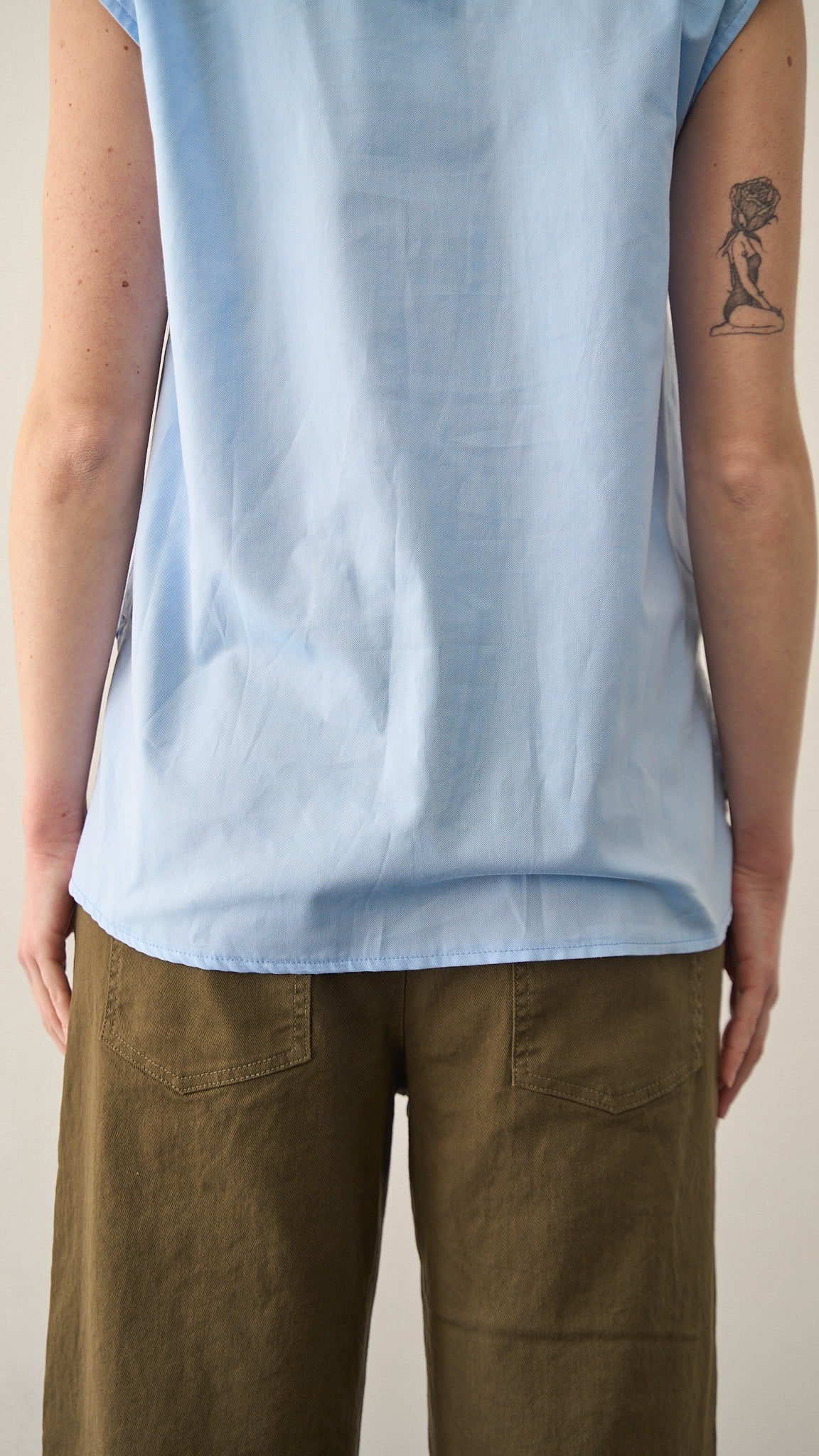 Kontatto - Camicia oxford smanicata collo nodo - ART.NH408C Azzurro