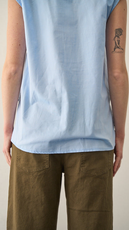 Kontatto - Camicia oxford smanicata collo nodo - ART.NH408C Azzurro