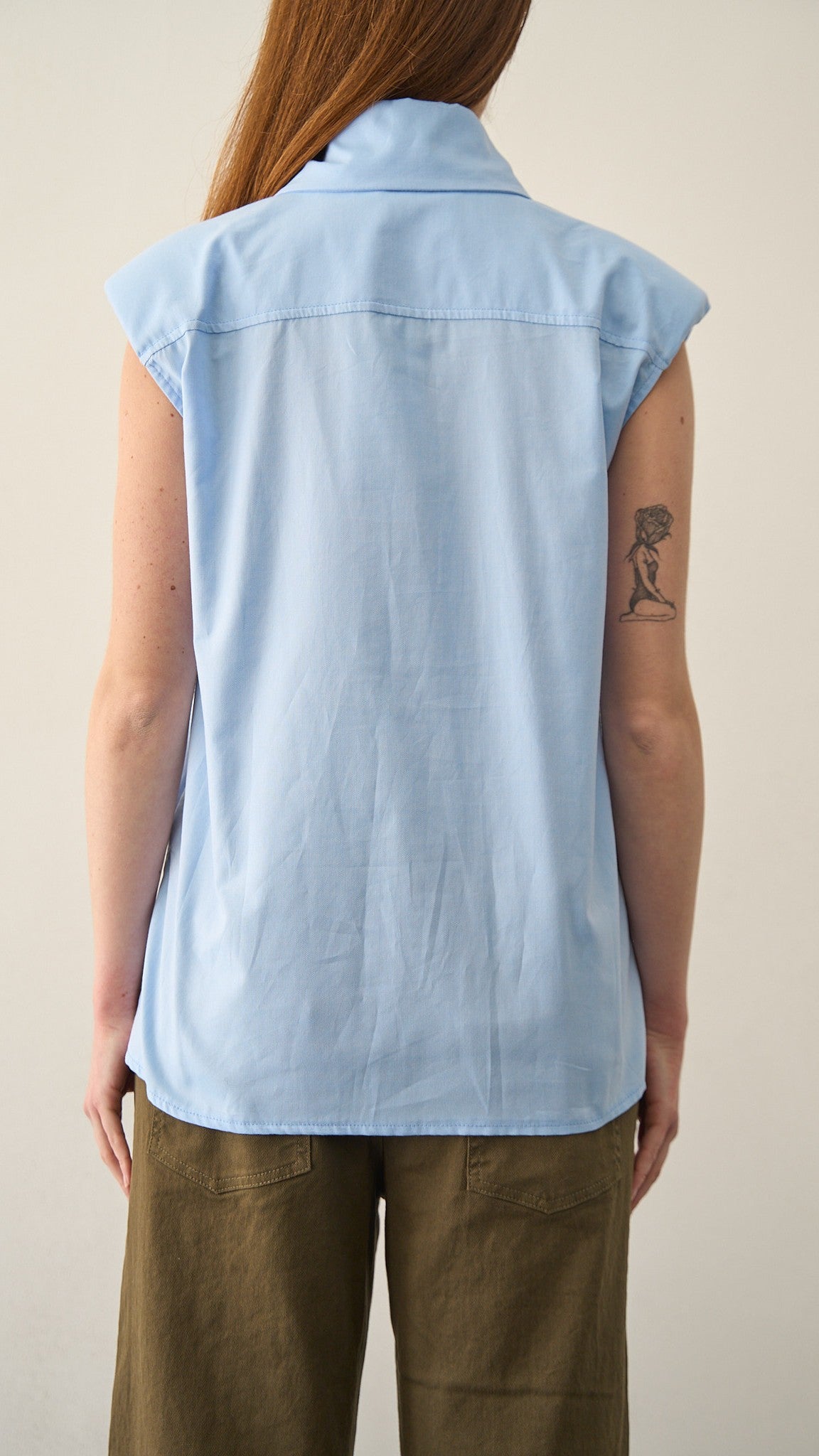 Kontatto - Camicia oxford smanicata collo nodo - ART.NH408C Azzurro