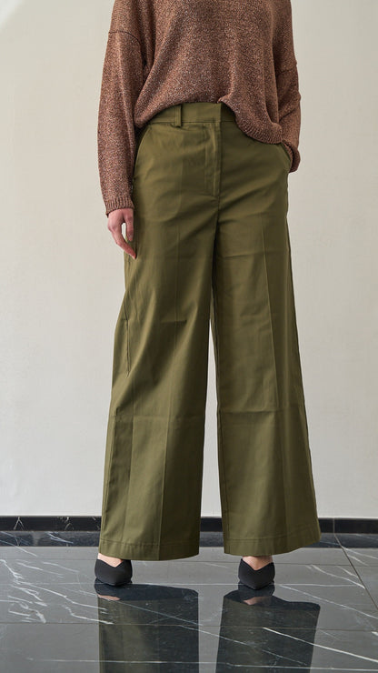 King Kong - Pantalone palazzo in cotone - ART.SP8EG17 Verde militare "Amry"