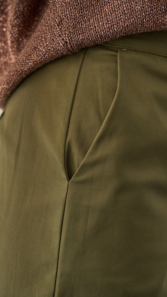 King Kong - Pantalone palazzo in cotone - ART.SP8EG17 Verde militare "Amry"