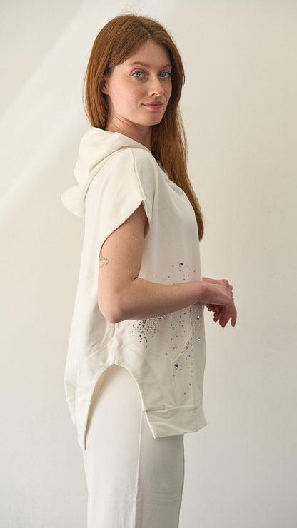 Olivia Rei - Gilet smanicato con zip e cappuccio - ART.SS2609 Bianco