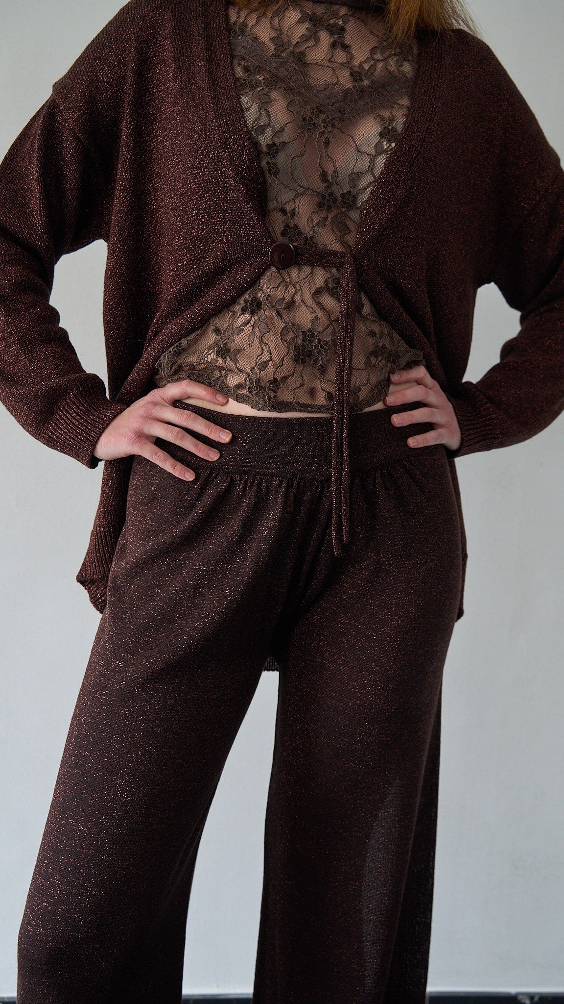 Kontatto - Pantalone in maglia lurex - ART.3M1556C Moro - Rame lurex