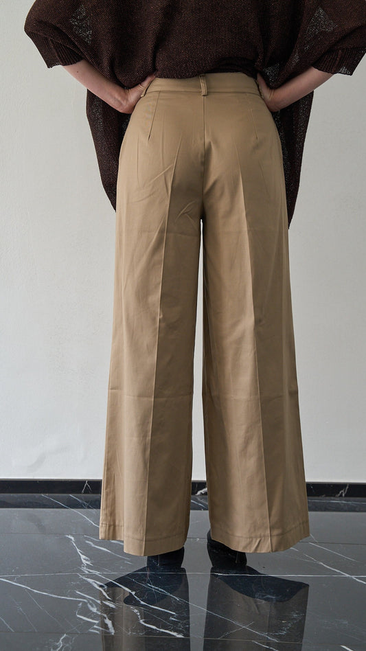 King Kong - Pantalone palazzo in cotone - ART.SP8EG17 Sabbia