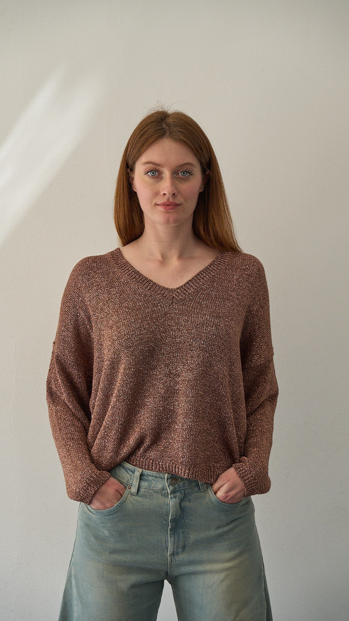 Kontatto - Maglia scollo V lurex - ART.3M1573C Mou