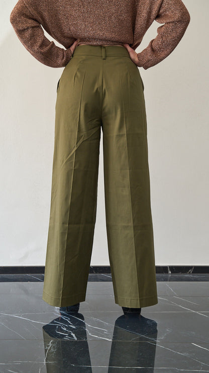 King Kong - Pantalone palazzo in cotone - ART.SP8EG17 Verde militare "Amry"