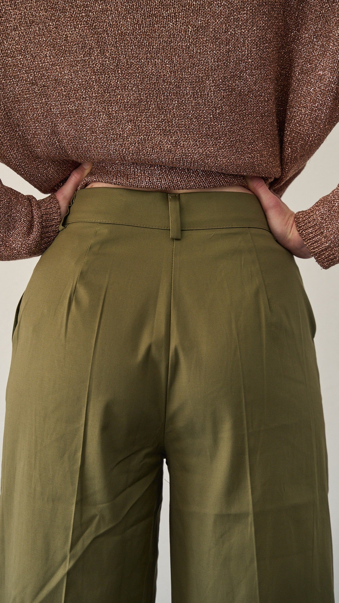 King Kong - Pantalone palazzo in cotone - ART.SP8EG17 Verde militare "Amry"