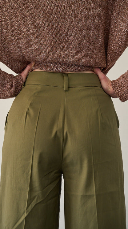 King Kong - Pantalone palazzo in cotone - ART.SP8EG17 Verde militare "Amry"