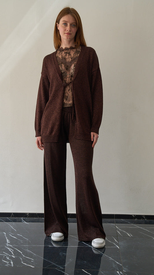 Kontatto - Pantalone in maglia lurex - ART.3M1556C Moro - Rame lurex