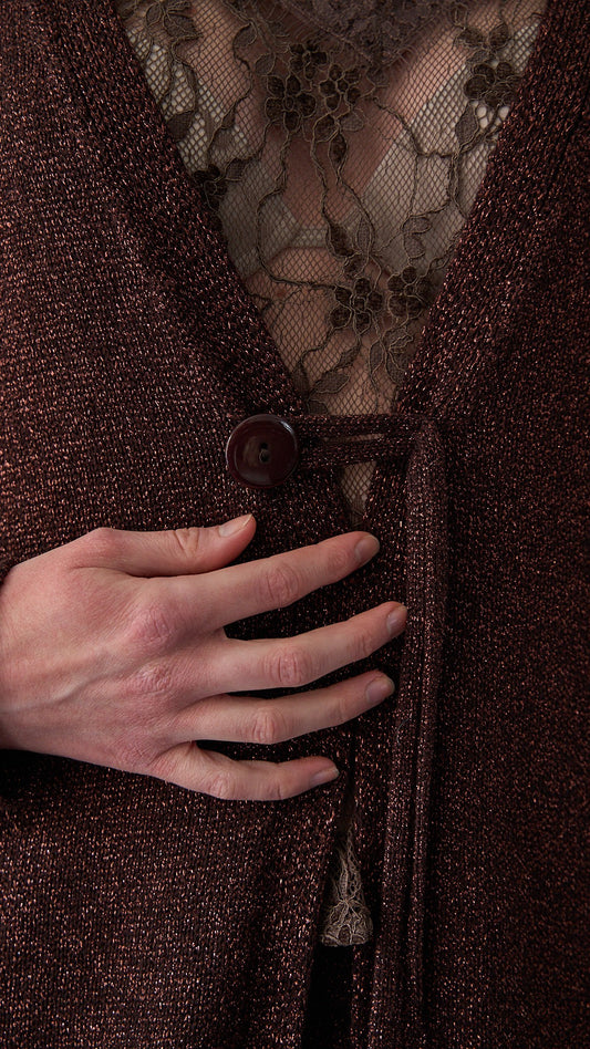 Kontatto - Cardigan lurex - ART.3M1585C Moro - Rame lurex
