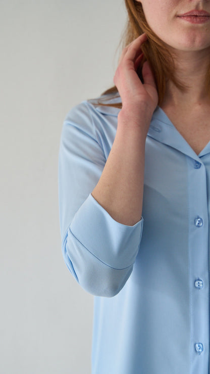 SDB - Camicia spandex con manica tre quarti - ART.4350P Celeste