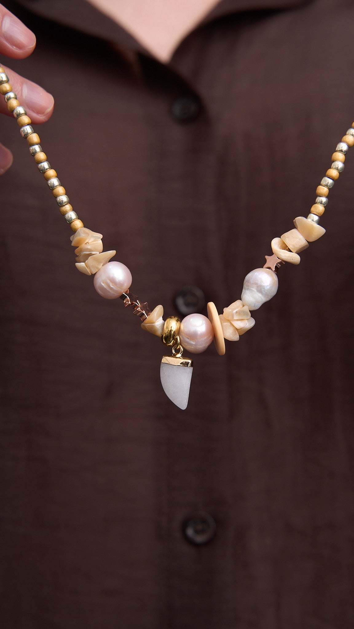 Via Roma - Collana "All" pezzo unico Giallo Crema - Argento - Avorio - Bianco - Oro