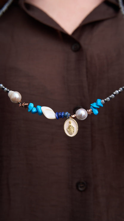 Via Roma - Collana "All" pezzo unico Blu - Azzurro - Grigio - Argento - Avorio - Bianco - Oro