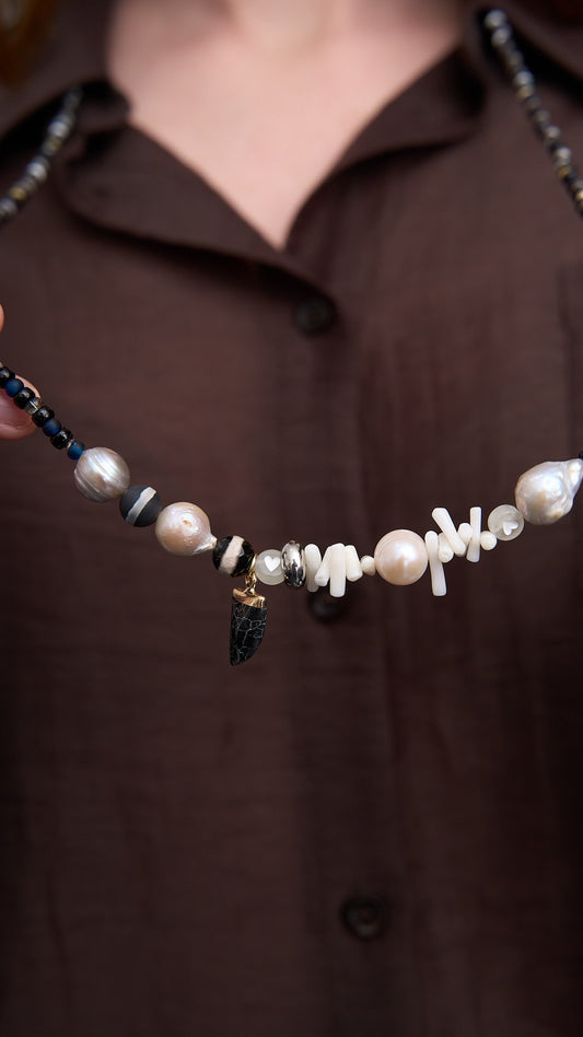 Via Roma - Collana "All" pezzo unico, Nero - Blu - Grigio - Bianco - Trasparente - Argento - Oro