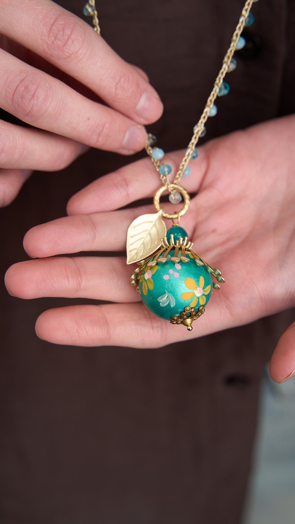 Via Roma - Collana "Giotto" Turchese - Oro - Verde - Multicolore