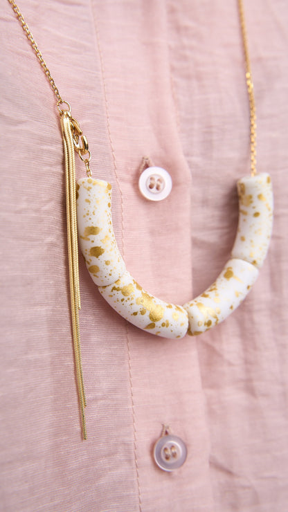 Via Roma - Collana "Tubetta" Oro - Bianco