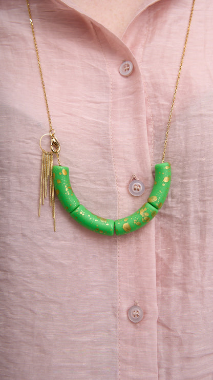 Via Roma - Collana "Tubetta" Oro - Verde
