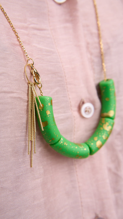 Via Roma - Collana "Tubetta" Oro - Verde