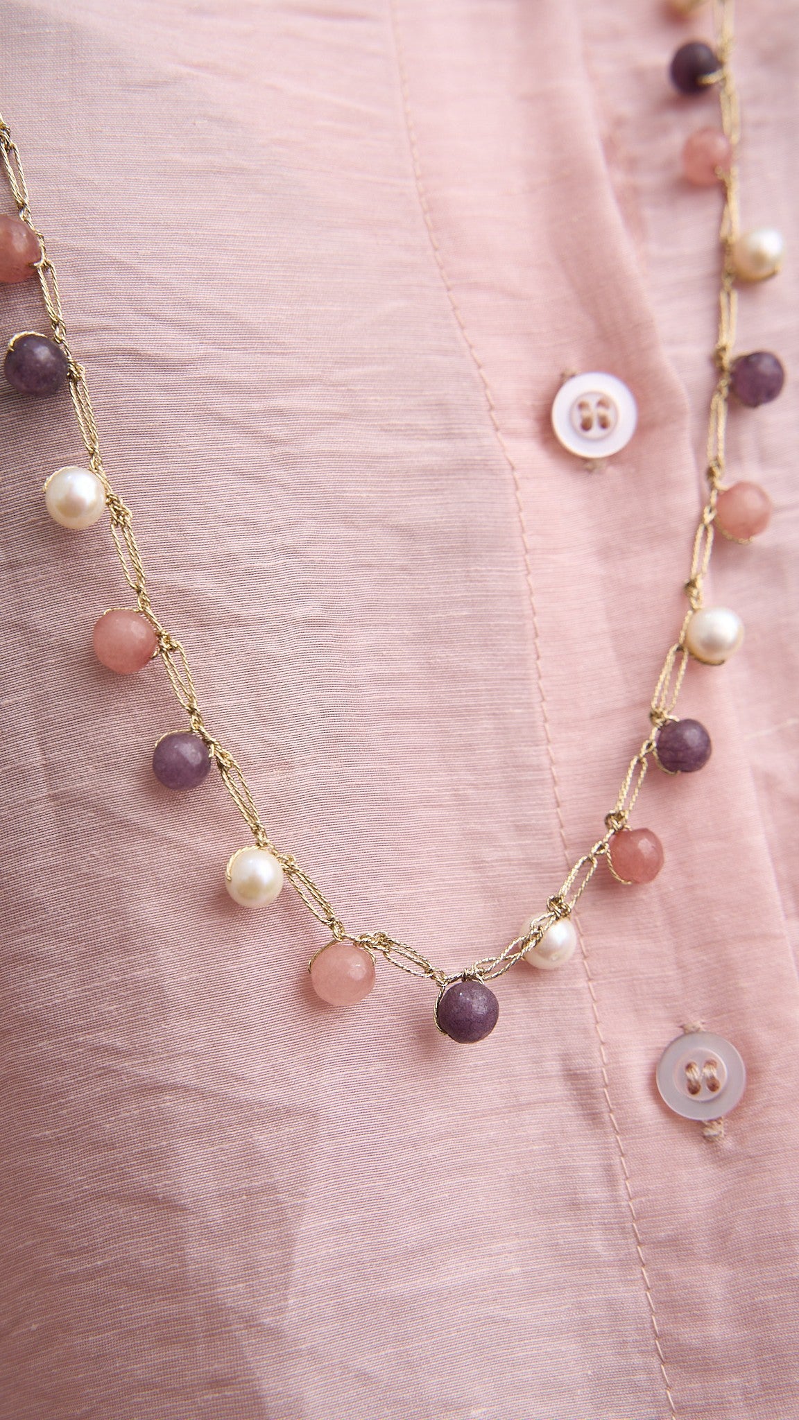 Via Roma - Collana "Demet" Rosa - Viola - Bianco - Oro