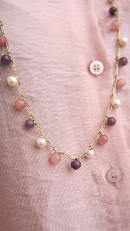 Via Roma - Collana "Demet" Rosa - Viola - Bianco - Oro