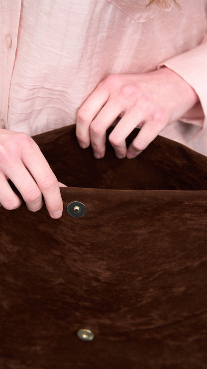Via Roma - Pochette "Suede" pezzo unico, limited edition Marrone - Oro