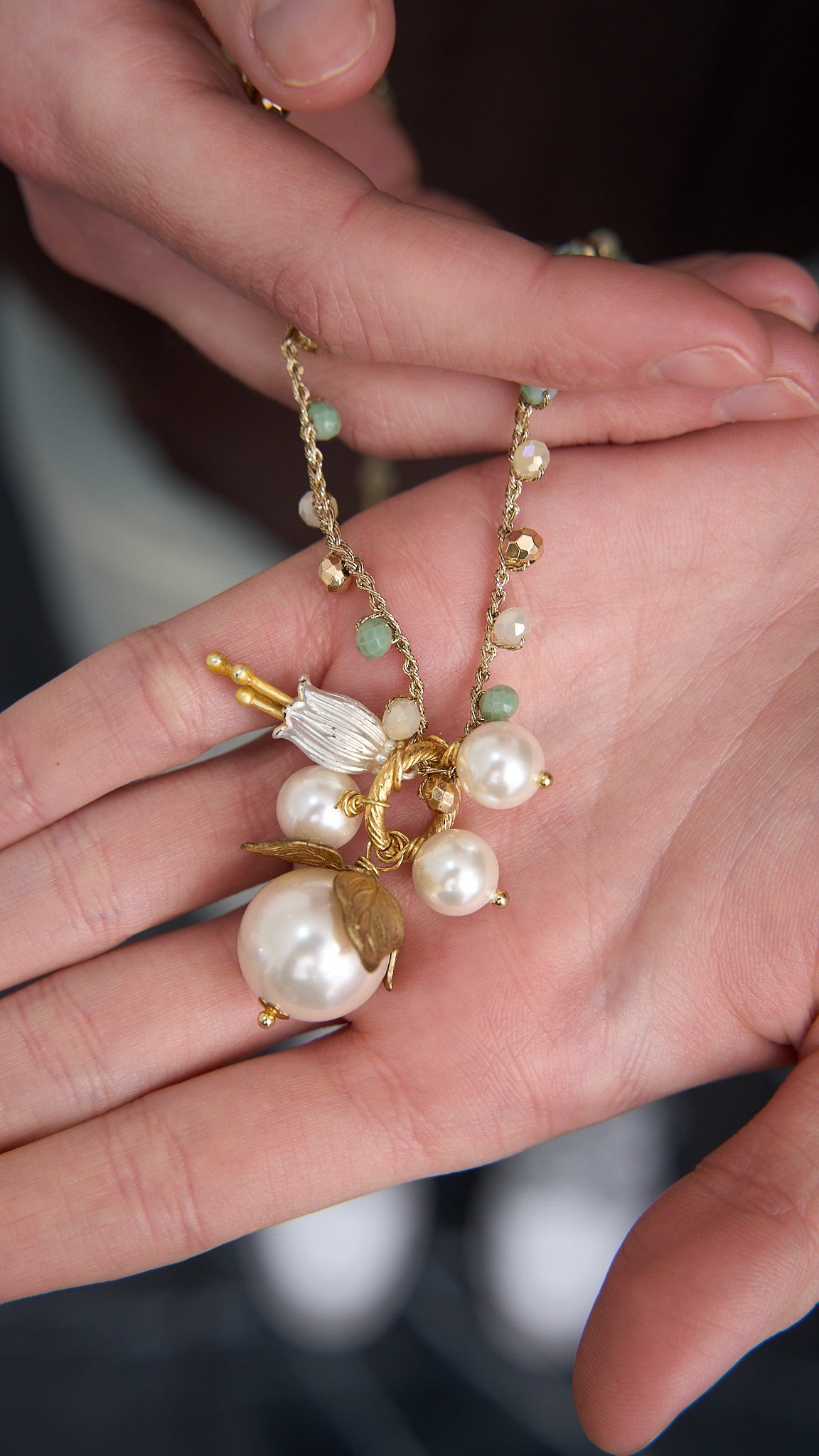 Via Roma - Collana "Baby Beautiful" Verde - Burro - Oro - Bianco