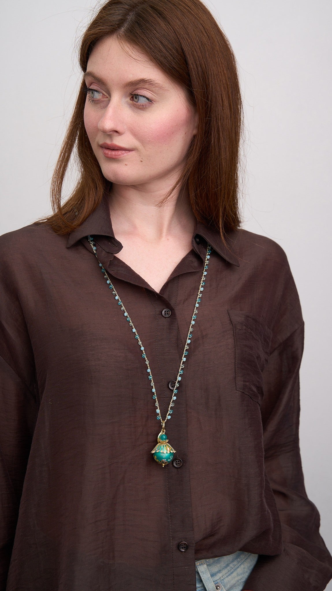 Via Roma - Collana "Giotto" Turchese - Oro - Verde - Multicolore