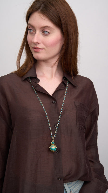 Via Roma - Collana "Giotto" Turchese - Oro - Verde - Multicolore