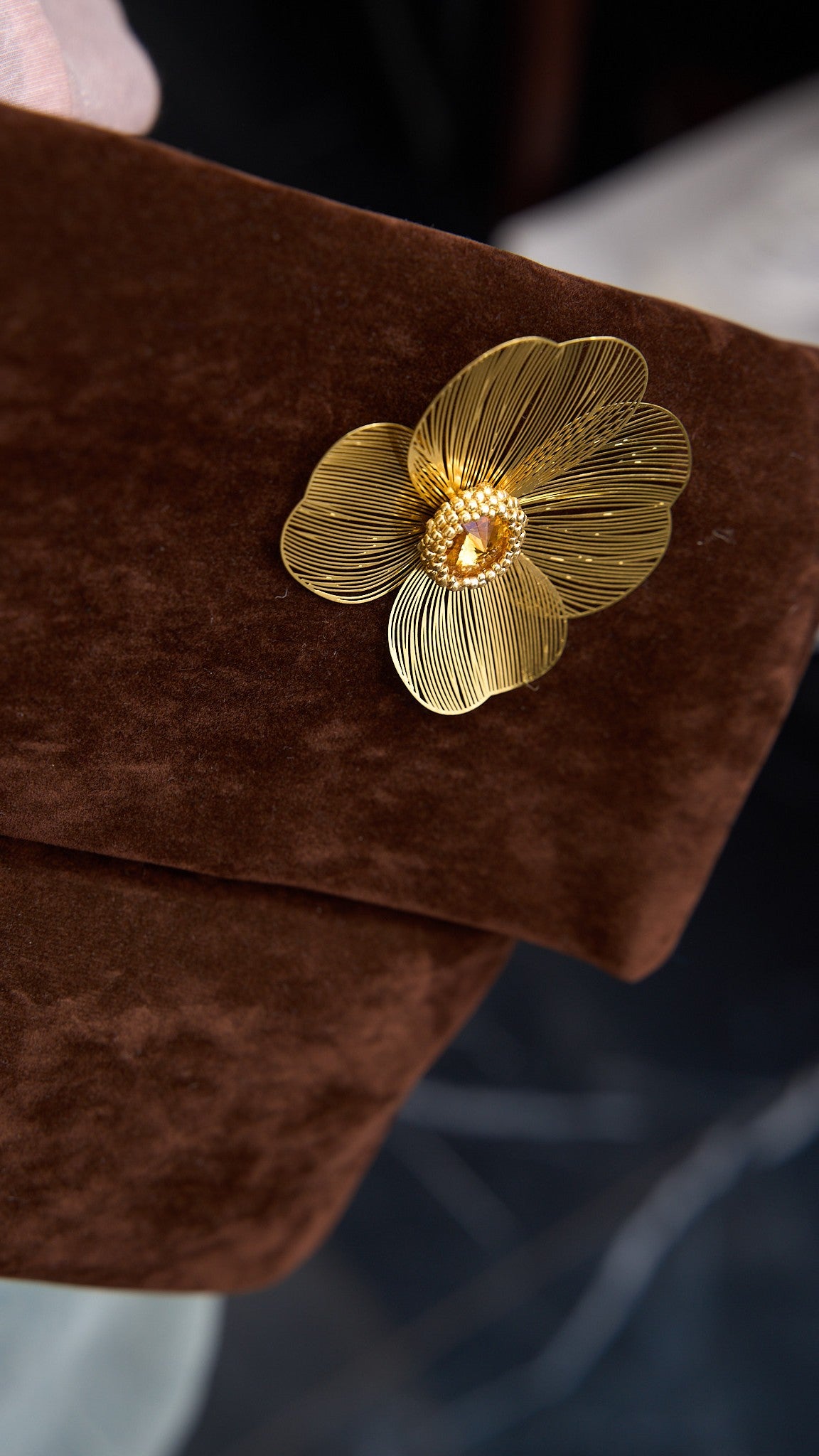Via Roma - Pochette "Suede" pezzo unico, limited edition Marrone - Oro