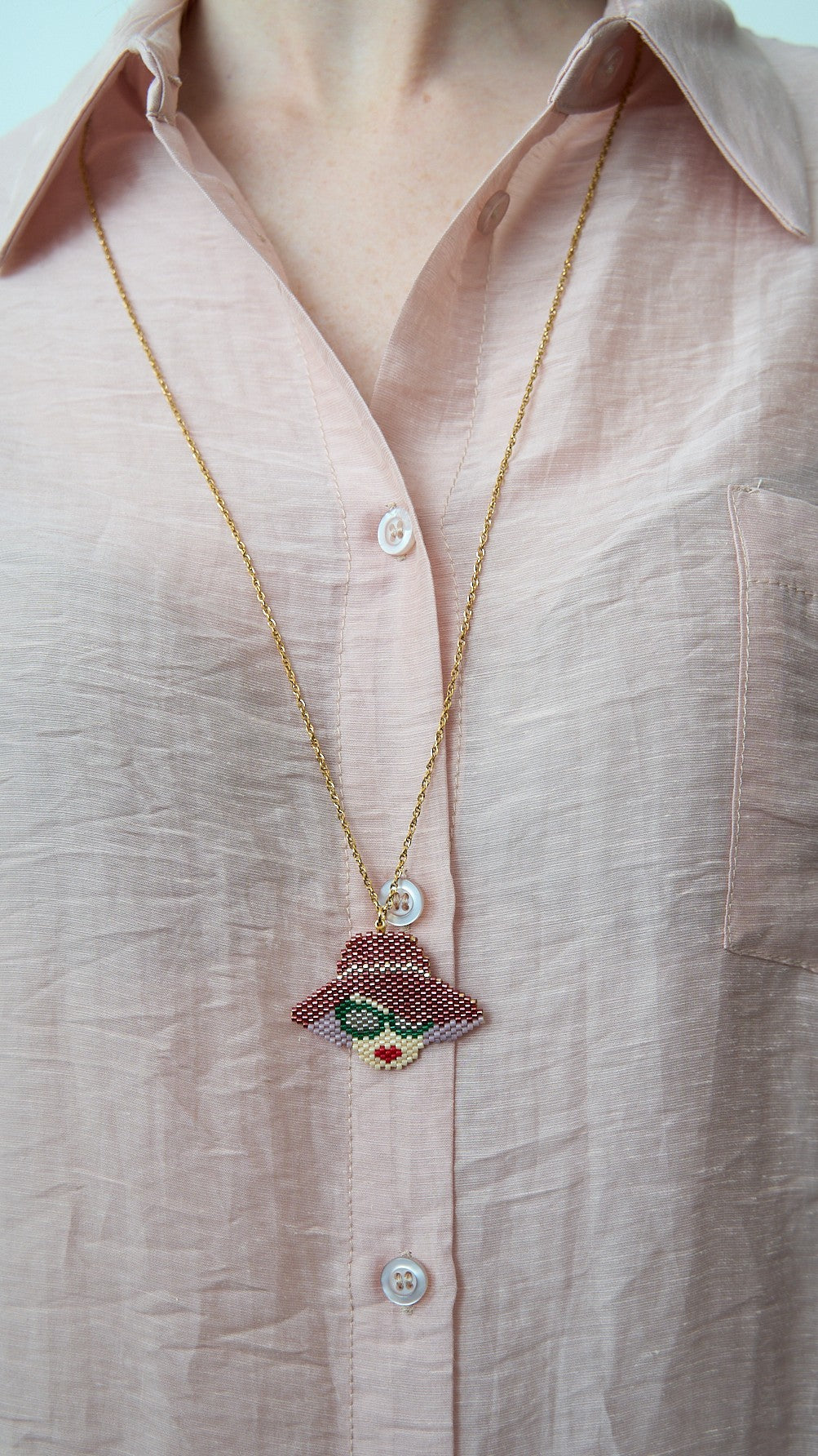 Via Roma - Collana "Signorina" Rosso - Verde - Argento - Burro - Lilla