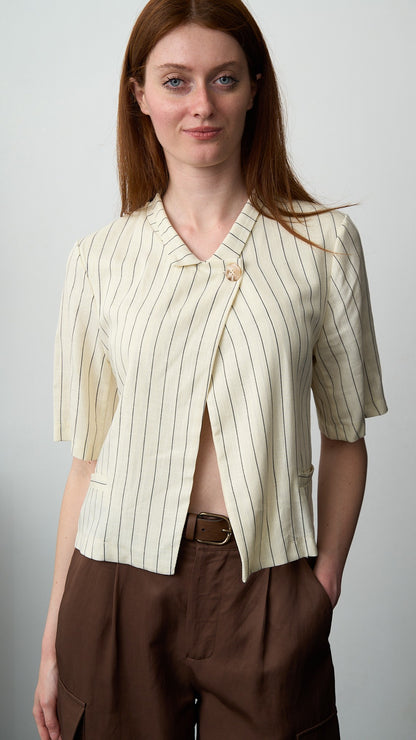 Via Roma - Camicia con righe Burro - Blu