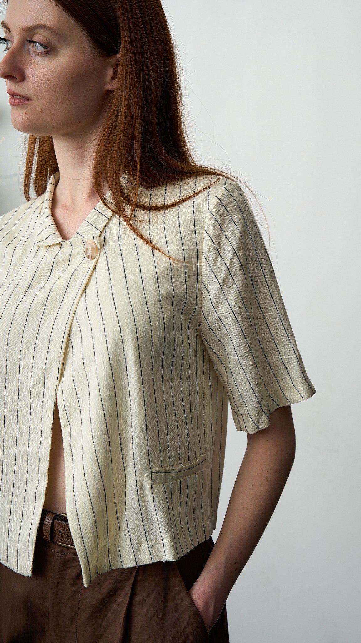 Via Roma - Camicia con righe Burro - Blu
