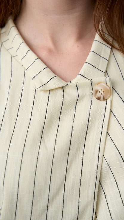 Via Roma - Camicia con righe Burro - Blu