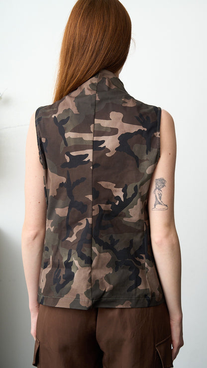 Via Roma - Gilet smanicato taglio moderno Camo