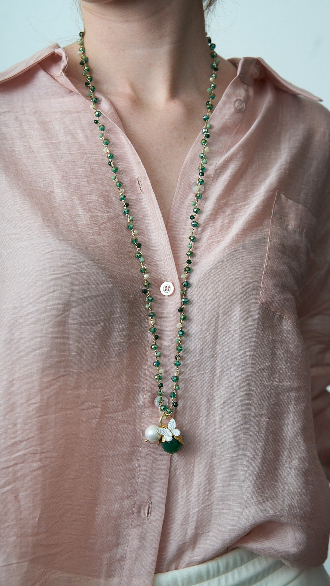 Via Roma - Collana "New Beautiful" Verde - Bianco