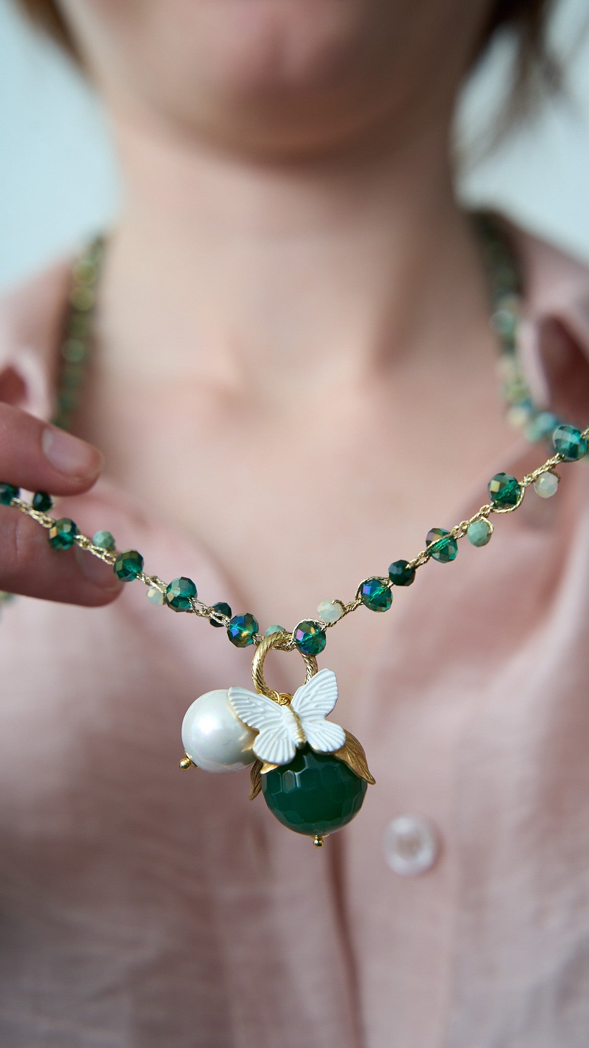 Via Roma - Collana "New Beautiful" Verde - Bianco