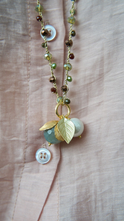 Via Roma - Collana "New Beautiful" Verde - Marrone - Bronzo - Dorato