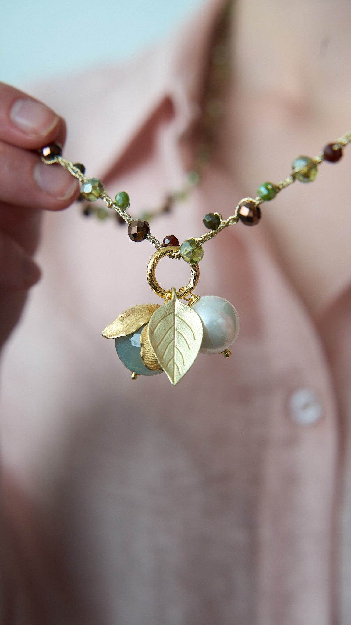 Via Roma - Collana "New Beautiful" Verde - Marrone - Bronzo - Dorato