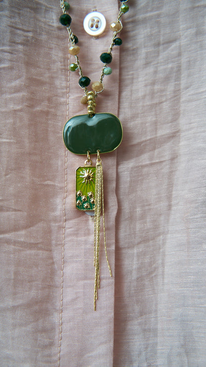 Via Roma - Collana "Demetra" - Capsule "Olimpo" Verde - Burro - Dorato
