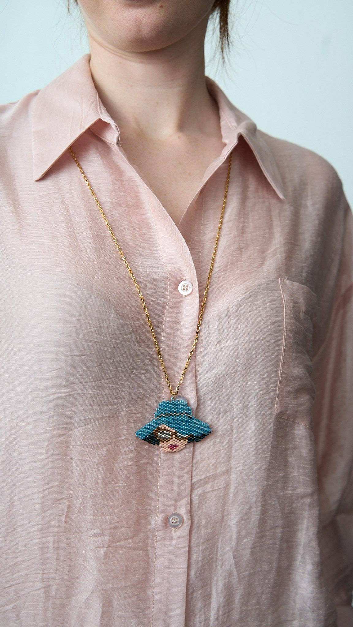 Via Roma - Collana "Signorina" Celeste - Rosa - Blu Cangiante - Argento