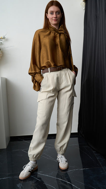 Tensione In - Camicia con fiocco - ART.26C3110CAMP Olio