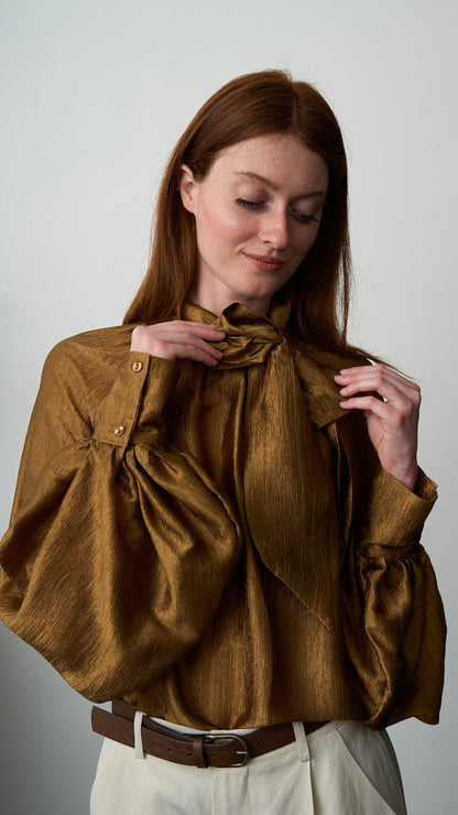 Tensione In - Camicia con fiocco - ART.26C3110CAMP Olio
