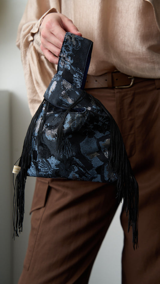 Via Roma - Borsa "Fagotto" Blu - Nero - Argento