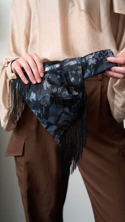 Via Roma - Borsa "Fagotto" Blu - Nero - Argento