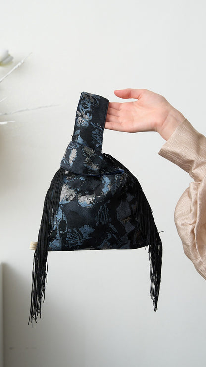 Via Roma - Borsa "Fagotto" Blu - Nero - Argento