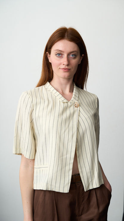 Via Roma - Camicia con righe Burro - Blu